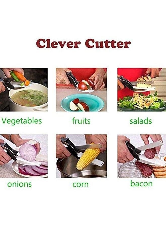 2-in-1 Multifunctional Kitchen Food Scissors, Stainless Steel Knife with Cutting Board Built-in, Kitchen Tool Slicer for Vegetable Fruit Bread Cheese, Kitchen Food Fruit Cutter Chopper  - Image 5