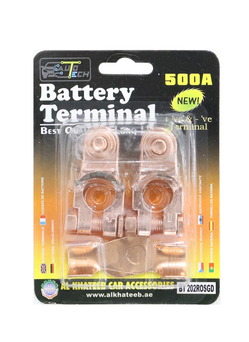 Al Khateeb BATTERY TERMINAL W/RED METAL WIRE CLIP 500A ALU. ALLOY, RED COPPER COATING 2 PCS 