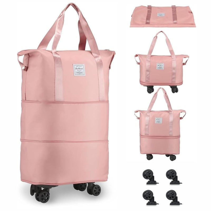 Yatee Foldable Trolley Travel Bag with Wheels for Women & Men, Expandable Rolling Duffel Bag, Large Capacity Lightweight Luggage, Waterproof Carry Tote with Detachable Wheels for Travel - Image 5