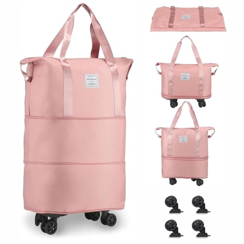 Yatee Foldable Trolley Travel Bag with Wheels for Women & Men, Expandable Rolling Duffel Bag, Large Capacity Lightweight Luggage, Waterproof Carry Tote with Detachable Wheels for Travel - Image 1
