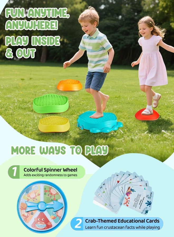 YOHOOLYO Stepping stone for kids, 5 Pack Non-Slip Child Balance Stones, Outdoor Indoor Play Toys, Rainbow Crab Design for Toddlers Kids 3-5 Gift - Image 3