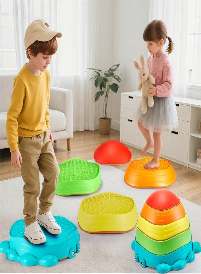 YOHOOLYO Stepping stone for kids, 5 Pack Non-Slip Child Balance Stones, Outdoor Indoor Play Toys, Rainbow Crab Design for Toddlers Kids 3-5 Gift - Image 1