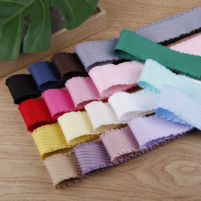 Twill Polyester Skirt Edge Webbing 002 Gray Handmade Bow Hair Additions Shoe Flower Additions Gift Box Flower Packaging Lace Ribbon 41.34 Inch x 1.57 Inch - Image 1