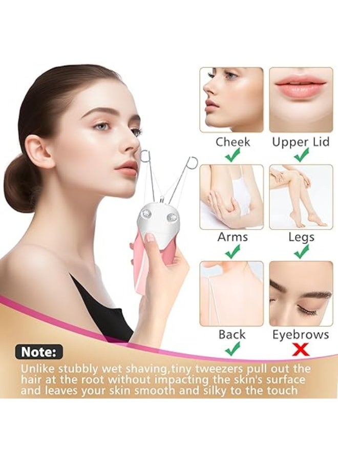 أوشيما جهاز فتلة كهربائي لإزالة شعر الوجه للنساء - ماكينة خيط قطني قابلة للشحن عبر USB للشفاه والذقن - إزالة شعر بدون ألم، تتضمن خيط قطني وبودرة اللؤلؤ - Image 5