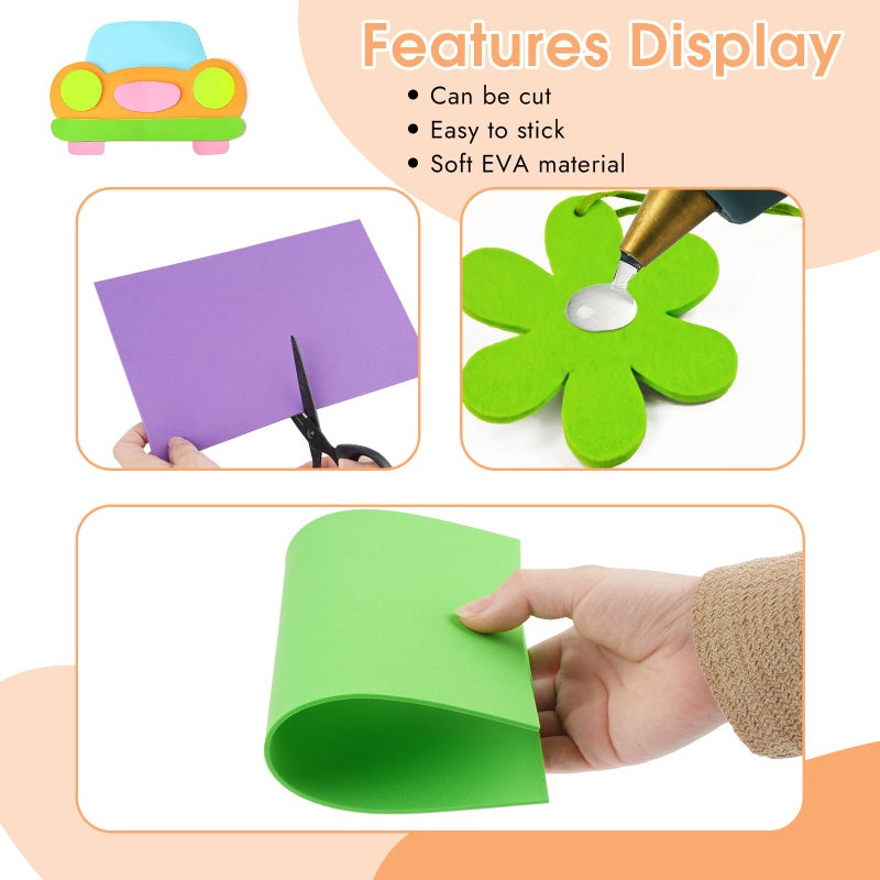 Opvixi 18 Sheets Foam Sheets, 9 Colors Eva Foam Paper 5.5 x 8.5 Inch, 2 mm Thick for Arts and Crafts School Project Scrapbooking DIY Cosplay - Image 3