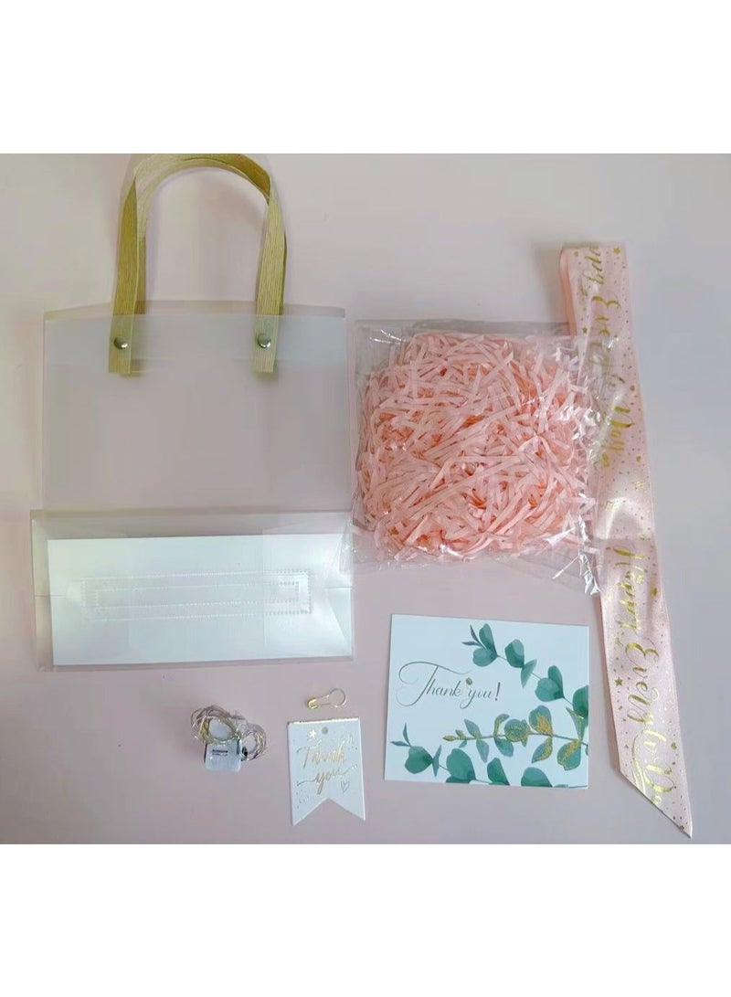 5 حزمة PVC حقيبة هدية شفافة مجموعة مع الشريط الوردي رفيا ورقة بطاقة هدية تعليق العلامة والأضواء إعادة الاستخدام أكياس هدية البلاستيكية للمهرجانات وحفلات الزفاف وحمامات الأطفال وأيام الميلاد والحفلات - Image 5