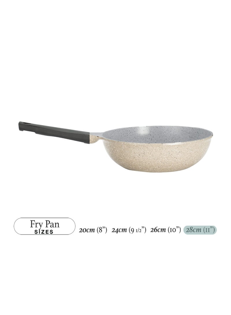 Lahoya Beige Marble 28cm Wok Deep Nonstick Pan for Stir-Fry & Daily Cooking