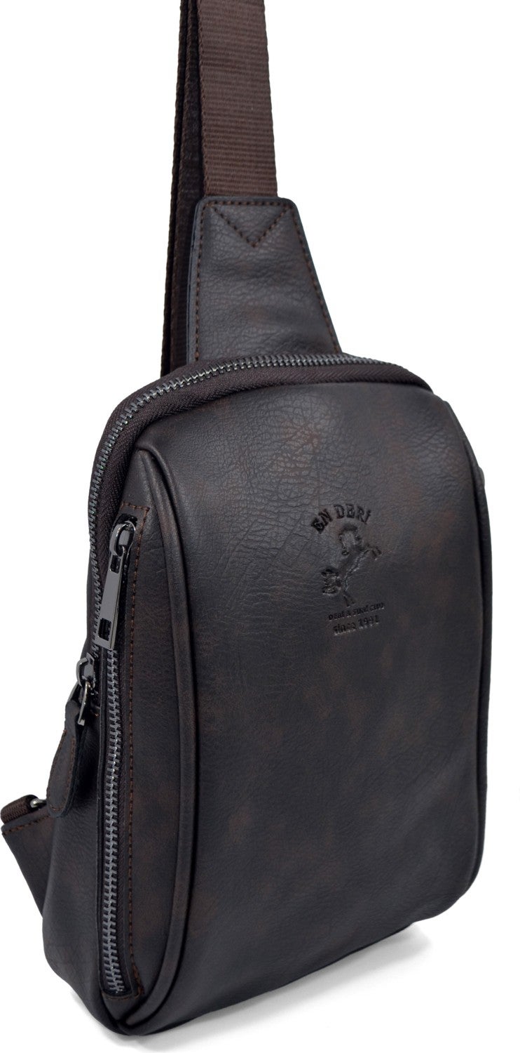 EN Deri EN Leather Men's Brown Casual Crossbody Multi-Compartment Shoulder Bag Crossbody Bag  - Image 1