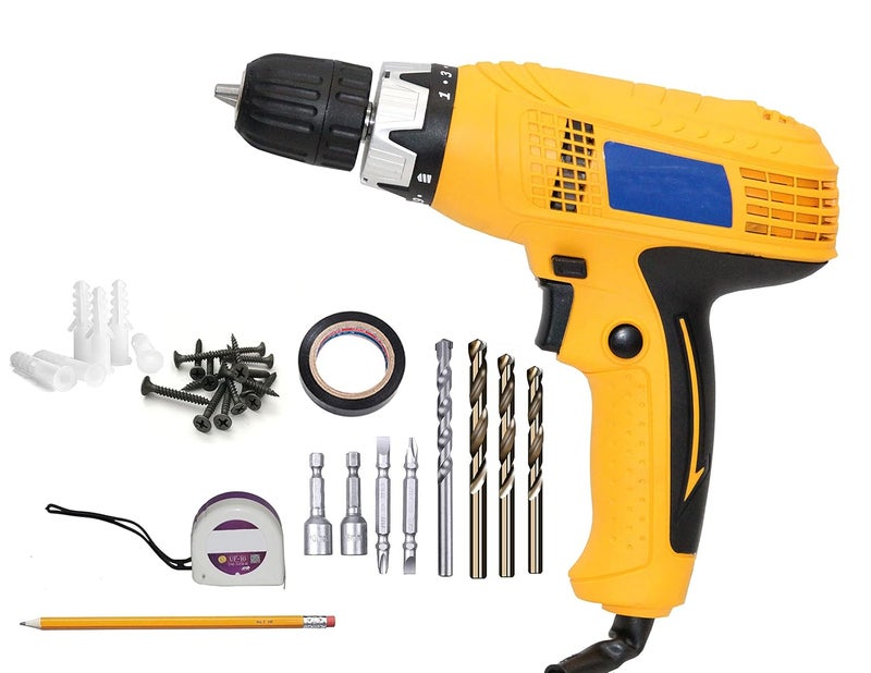 Digital Craft Electric Reversible Screw Driver Cum Drill Machine 10mm Electric Screw Driver 1100NPVC Tape Gypsum Screw PlugTape 3Mtr