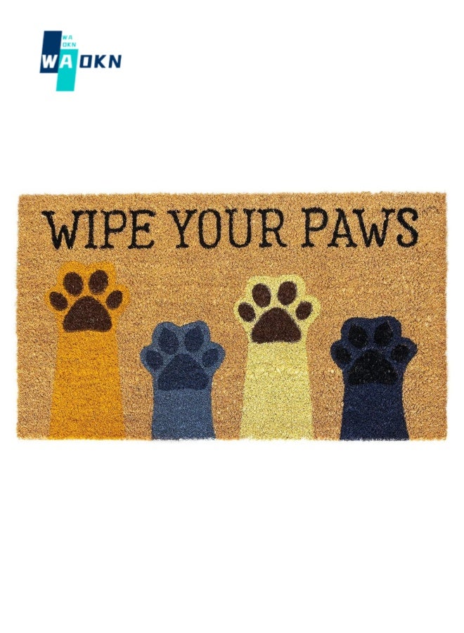 WAOKN Wipe Paw Door Mat, Non Slip Rubber Back Polyester Foot Mat 50 x 80 cm, Suitable for Terrace, Home, Classroom Animal Welcome Mat - Image 1
