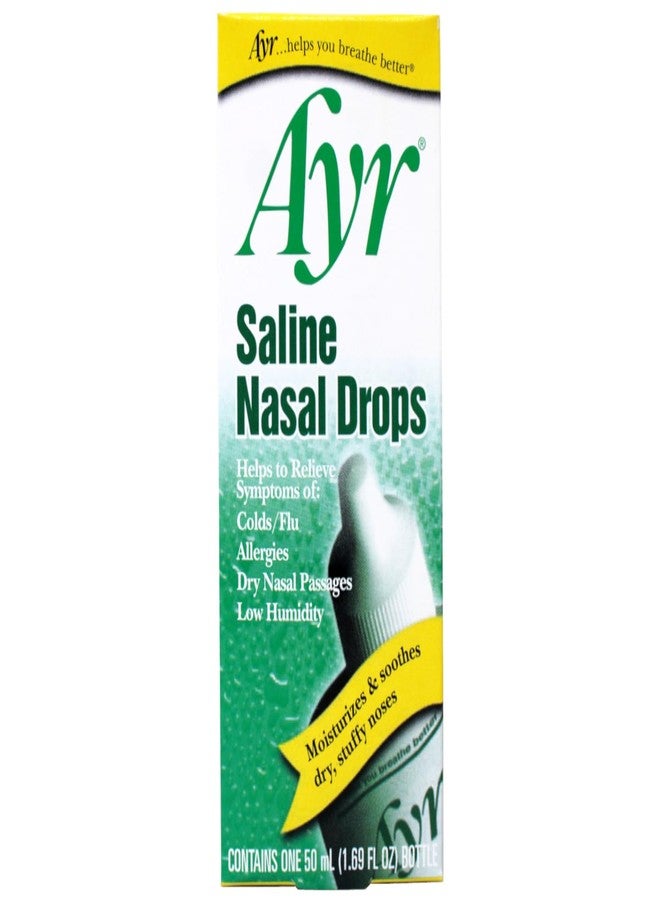 Ayr Saline Nasal Drops 50 mL – Gentle Nasal Moisturizer for Dry Nasal Passages Cold and Allergy Relief - Image 1