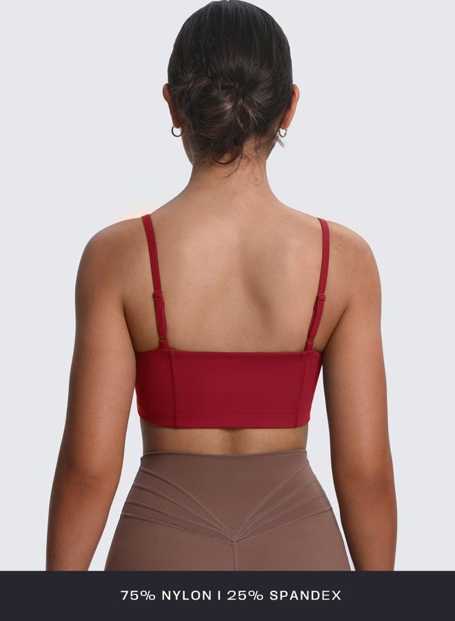 Aoxjox Women's Workout Bandeau Sports Bras Training Fitness Running Yoga Crop Tank Top (Rumba Red, Large), Rumba Red, L - Image 3