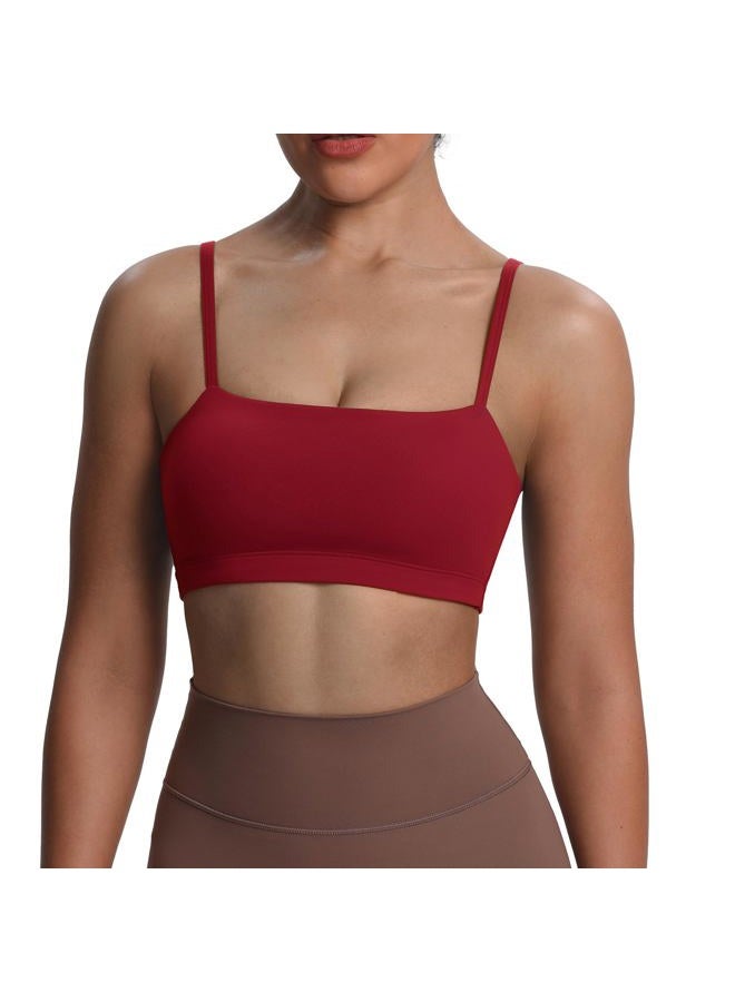 Aoxjox Women's Workout Bandeau Sports Bras Training Fitness Running Yoga Crop Tank Top (Rumba Red, Large), Rumba Red, L - Image 1