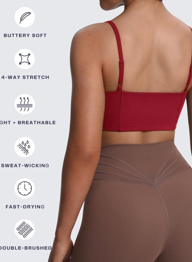 Aoxjox Women's Workout Bandeau Sports Bras Training Fitness Running Yoga Crop Tank Top (Rumba Red, Large), Rumba Red, L - Image 4