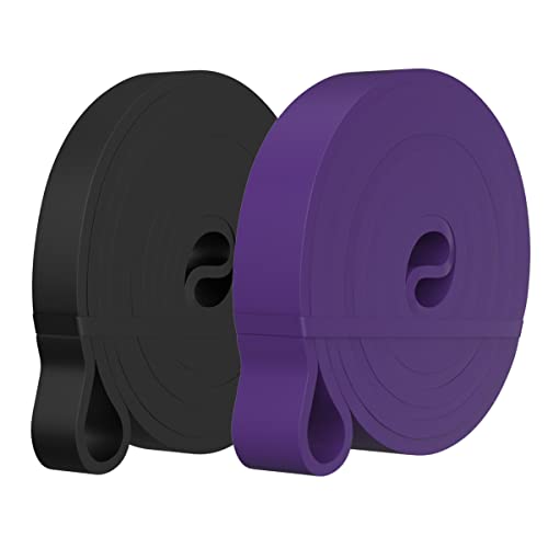 ELKO Heavy Resistance Bands, Pull up Resist Bands for Workout, Chin Ups, Pull Ups, Stretching, Weight Loss, & Powerlifting for Men & Women (Black & Purple) - Image 1