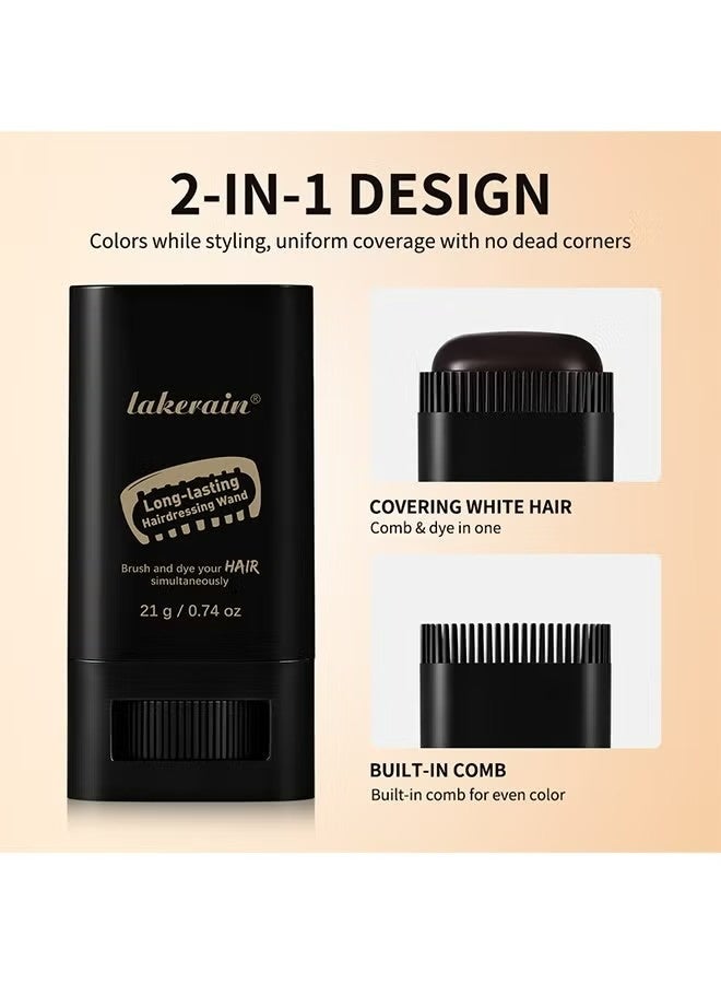 lakerain Portable Hair Dye Stick - Temporary Gray Coverage | 21g Disposable Plant Safe Hairdressing Stick, Easy Application, Quickly Coloring without Damaging Scalp Hair Color, Long-Lasting, Fill Color at Any Time for All Hair Types (01# Black) - Image 4