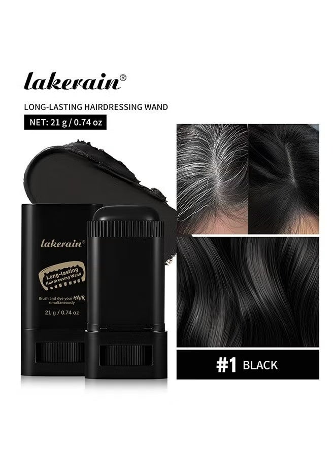 lakerain Portable Hair Dye Stick - Temporary Gray Coverage | 21g Disposable Plant Safe Hairdressing Stick, Easy Application, Quickly Coloring without Damaging Scalp Hair Color, Long-Lasting, Fill Color at Any Time for All Hair Types (01# Black) - Image 2