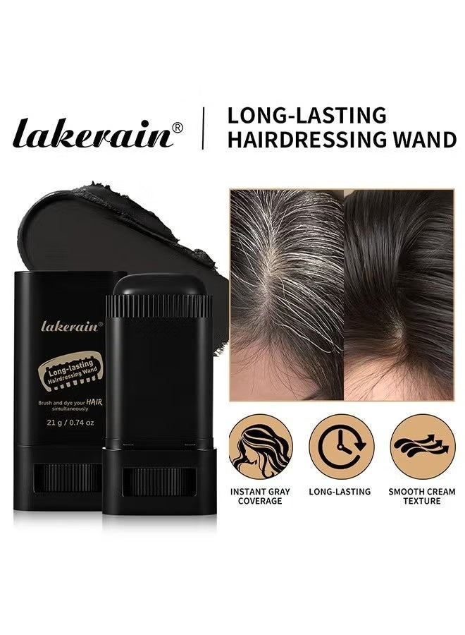 lakerain Portable Hair Dye Stick - Temporary Gray Coverage | 21g Disposable Plant Safe Hairdressing Stick, Easy Application, Quickly Coloring without Damaging Scalp Hair Color, Long-Lasting, Fill Color at Any Time for All Hair Types (01# Black) - Image 3