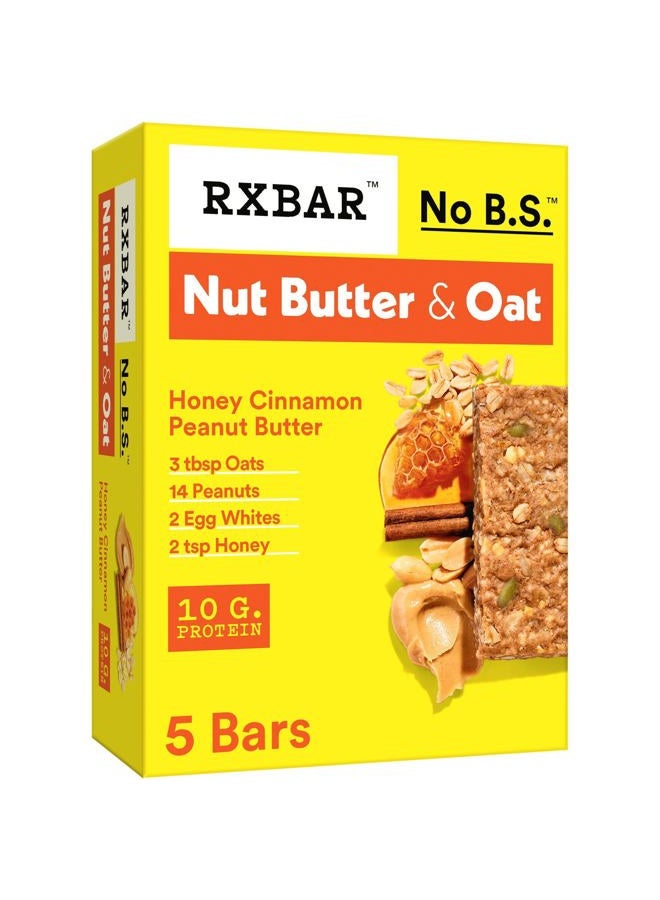 RXBAR Nut Butter and Oat Protein Bars, Protein Snacks, Snack Bars, Honey Cinnamon Peanut Butter, 9.7oz Box (5 Bars) - Image 1