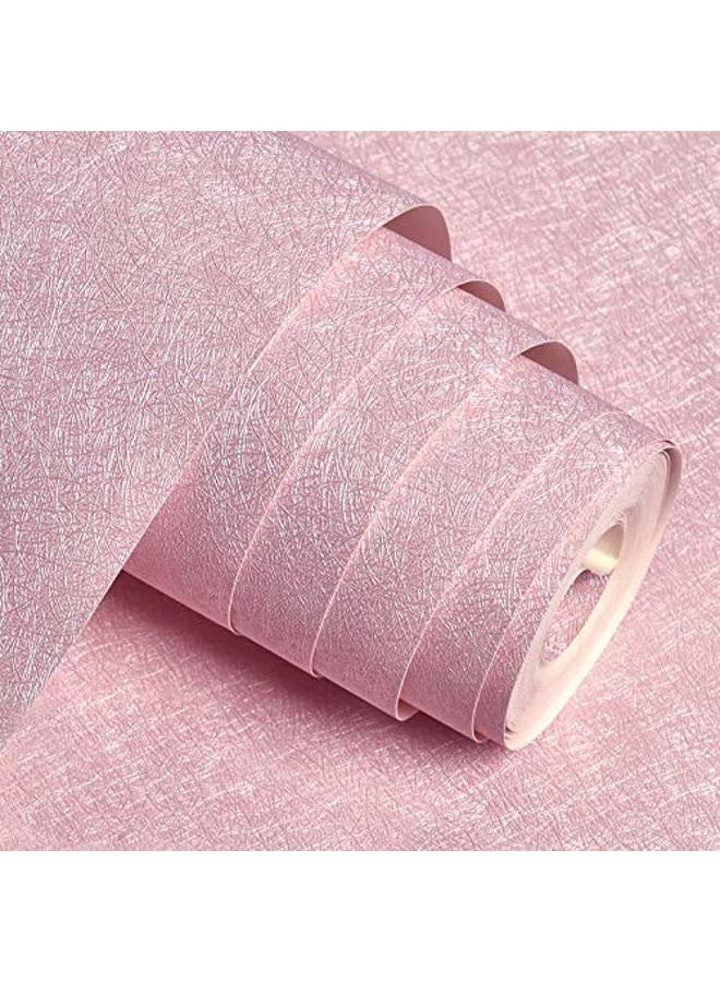 MelunMer Pink Peel and Stick Wallpaper Silk Embossed Self Adhesive Removable Wallpaper Pink Wallpaper Stick and Peel Pink Papel Tapiz Pink Wrapping Stickers Paper Shelf Liner Vinyl Film 15.7”×118” - Image 1