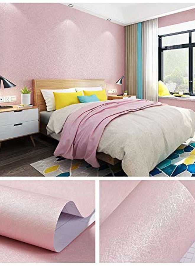 MelunMer Pink Peel and Stick Wallpaper Silk Embossed Self Adhesive Removable Wallpaper Pink Wallpaper Stick and Peel Pink Papel Tapiz Pink Wrapping Stickers Paper Shelf Liner Vinyl Film 15.7”×118” - Image 4