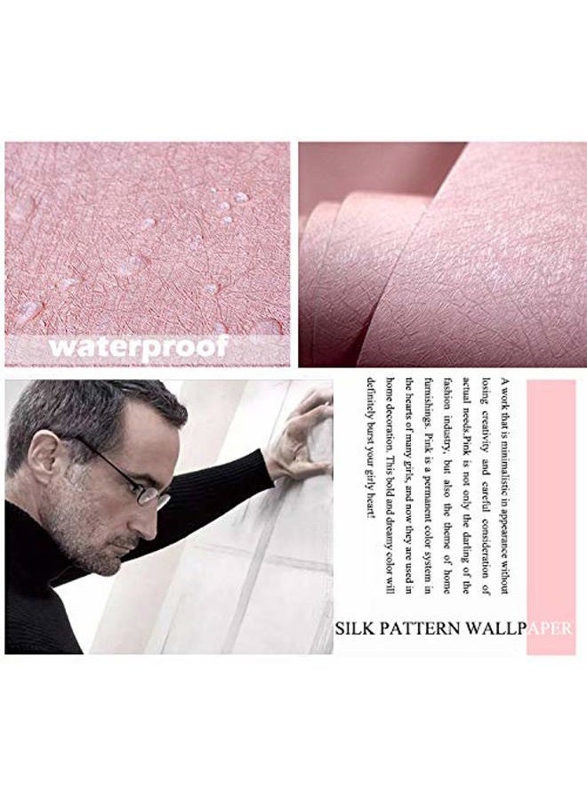 MelunMer Pink Peel and Stick Wallpaper Silk Embossed Self Adhesive Removable Wallpaper Pink Wallpaper Stick and Peel Pink Papel Tapiz Pink Wrapping Stickers Paper Shelf Liner Vinyl Film 15.7”×118” - Image 5