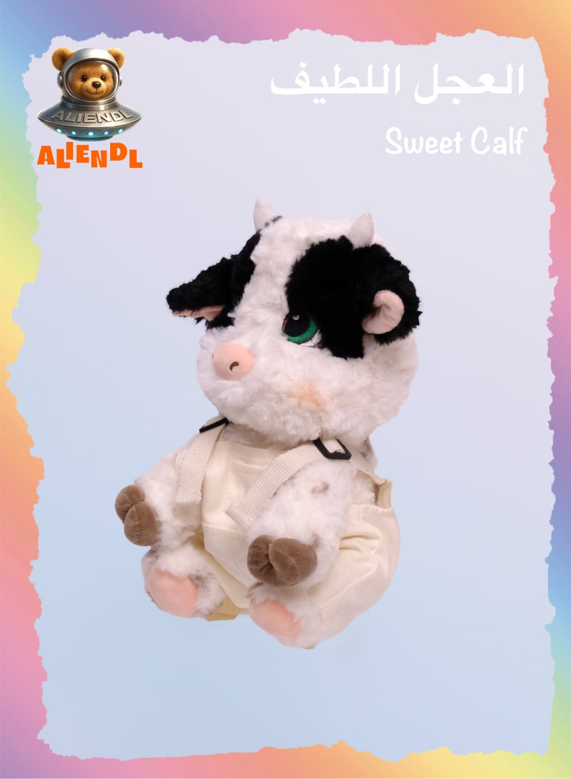 ALIENDL Sweet Calf – Plush Cow Stuffed Animal Toy for Baby Kids, Soft Cute Cow Dress Doll Gift Set with Removable Clothes & Pouch, Adorable Gift for Kids, Girls & Friends - Image 1