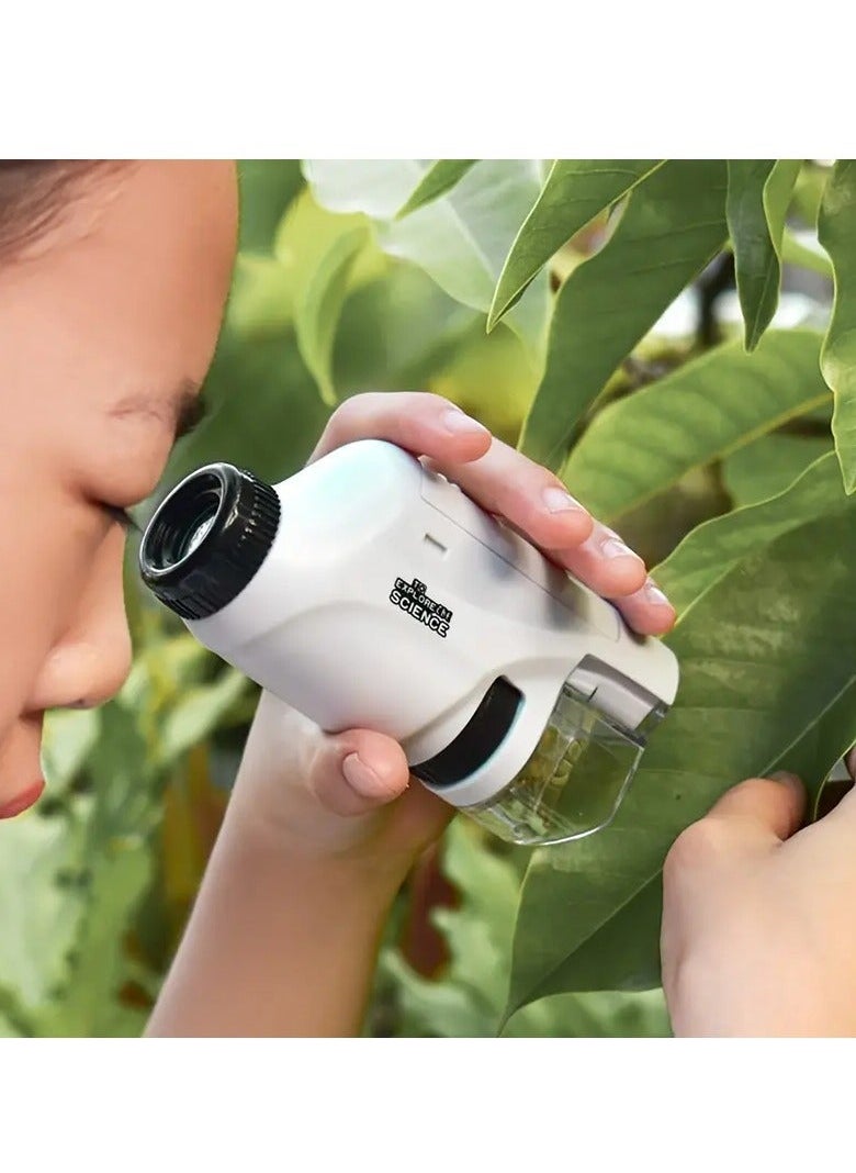 EzzySo - 19 in 1 Mini Pocket Microscope Kit 60 To120x Portable Laboratory Microscope With LED Light For Kids Science Experiment Utensils with 12 Color specimens 1 Mobile phone holder 6 Experimental tools - Image 1