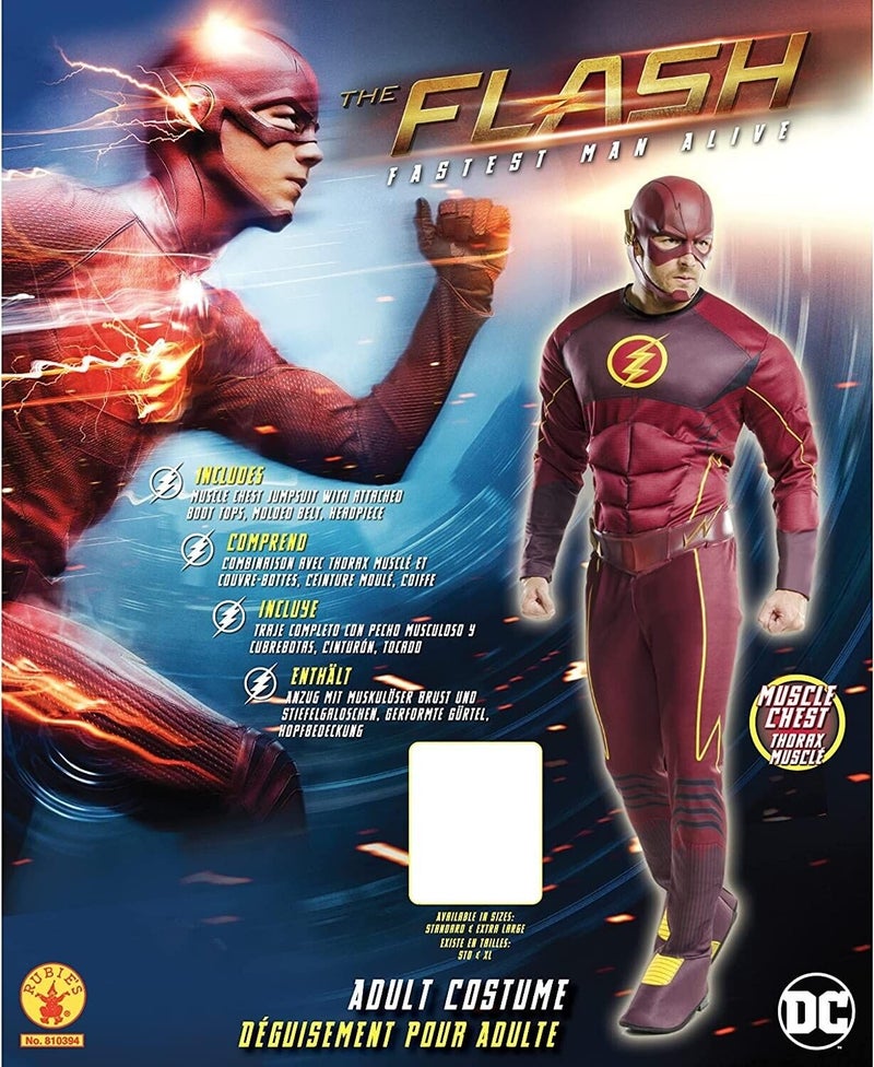 Rubies Men's DC Comics Deluxe Flash Adult Sized Costumes for Themed Parties and Halloween, As Shown, Standard US - Image 2