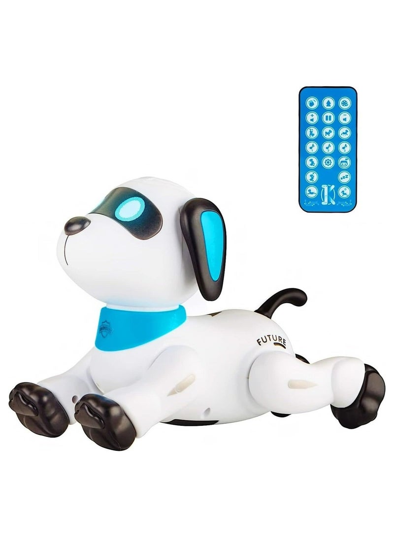 ألعاب الكلاب الآلية المثيرة - لعبة كلب ذكي يعمل بالتحكم عن بعد للأطفال مع أضواء وموسيقى وتحكم صوتي وبطارية قابلة لإعادة الشحن وحيل قابلة للبرمجة ودوران 360 درجة والرقص والمشي - هدية تعليمية تفاعلية على شكل كلب آلي للأولاد والبنات من سن 3 سنوات فما فوق - Image 1
