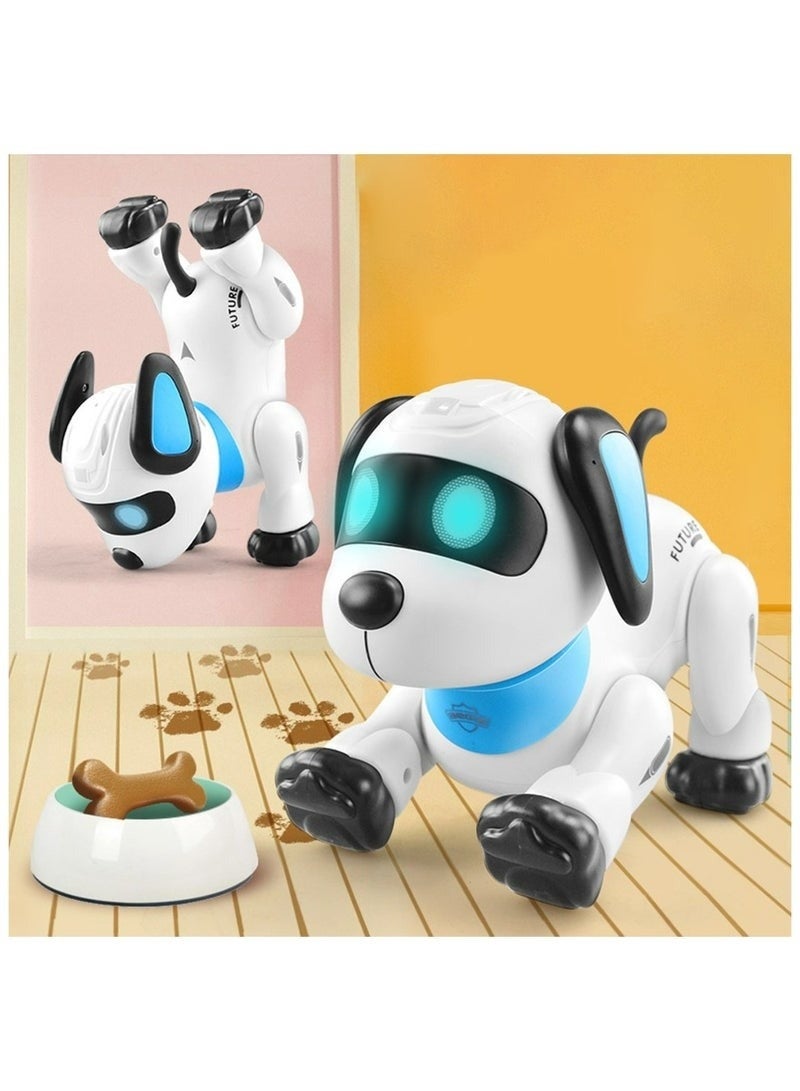ألعاب الكلاب الآلية المثيرة - لعبة كلب ذكي يعمل بالتحكم عن بعد للأطفال مع أضواء وموسيقى وتحكم صوتي وبطارية قابلة لإعادة الشحن وحيل قابلة للبرمجة ودوران 360 درجة والرقص والمشي - هدية تعليمية تفاعلية على شكل كلب آلي للأولاد والبنات من سن 3 سنوات فما فوق - Image 5