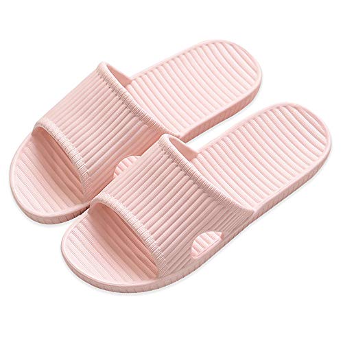 VIDSID Shower Slippers for Women Men, Quick Drying Lightweight Non Slip Open-toe EVA Travel-friendly Breathable Shoes Slide Slippers for Bathroom,House Slipper,Outdoor(Pink EU36/37) - Image 1