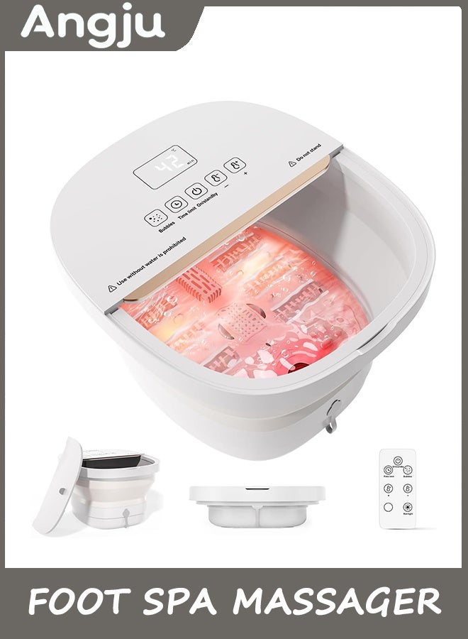Angju Collapasible Foot Spa Bath Massager with Heat, Pedicure Foot Spa with Bubbles and Jets/Timer/Temperature Control, Feet Soak Tub for Home, Office, Relaxation and Stress Relief - Image 1