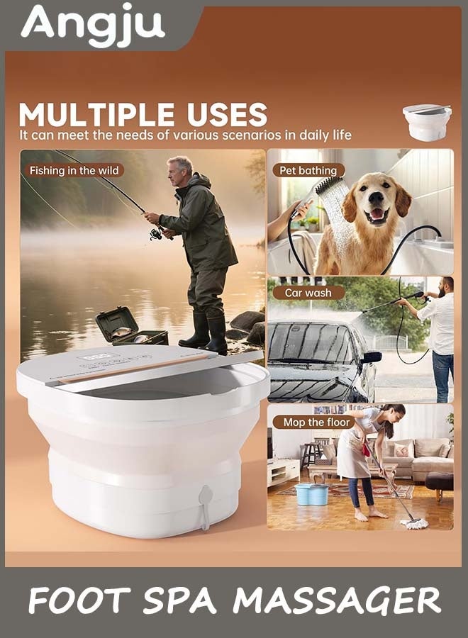 Angju Collapasible Foot Spa Bath Massager with Heat, Pedicure Foot Spa with Bubbles and Jets/Timer/Temperature Control, Feet Soak Tub for Home, Office, Relaxation and Stress Relief - Image 3