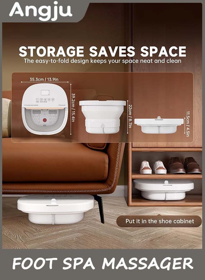 Angju Collapasible Foot Spa Bath Massager with Heat, Pedicure Foot Spa with Bubbles and Jets/Timer/Temperature Control, Feet Soak Tub for Home, Office, Relaxation and Stress Relief - Image 5