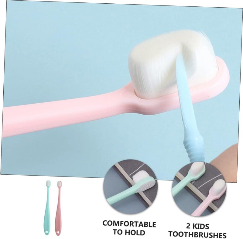 2pcs Soft Bristle Boy Girl Toothbrush Gentle Tooth Cleaner for Oral Care Lightweight and Portable and Colors for Newborns and Toddlers - Image 1