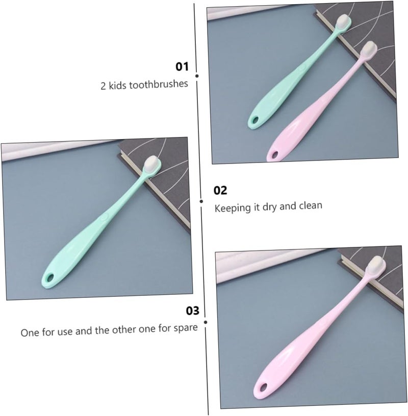 2pcs Soft Bristle Boy Girl Toothbrush Gentle Tooth Cleaner for Oral Care Lightweight and Portable and Colors for Newborns and Toddlers - Image 5