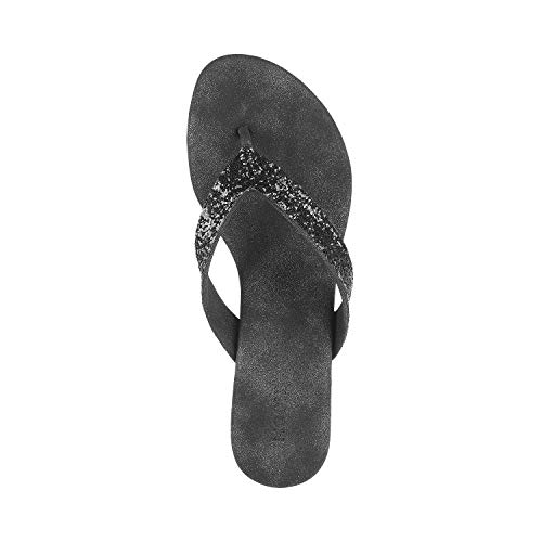 Mochi Women's Black Faux Leather Glittery Thong Strap Fashion Sandals UK/4 EU/37 (32-1369) - Image 5