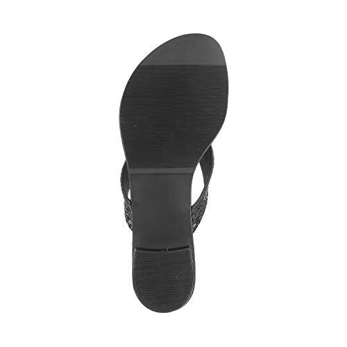 Mochi Women's Black Faux Leather Glittery Thong Strap Fashion Sandals UK/4 EU/37 (32-1369) - Image 4
