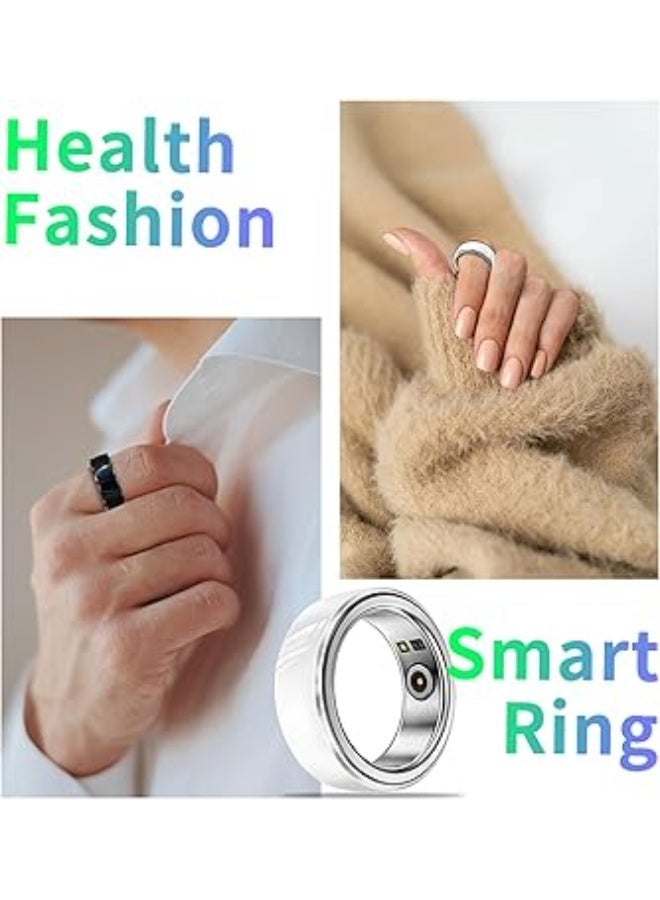 كاست ويف خاتم ذكي للياقة البدنية والصحة 20 ملم، مراقب معدل ضربات القلب، متتبع النوم، قياس ضغط الدم، عداد خطوات، جهاز تتبع اللياقة البدنية مقاوم للماء، بدون اشتراك في التطبيق، عمر بطارية طويل، أبيض - Image 4