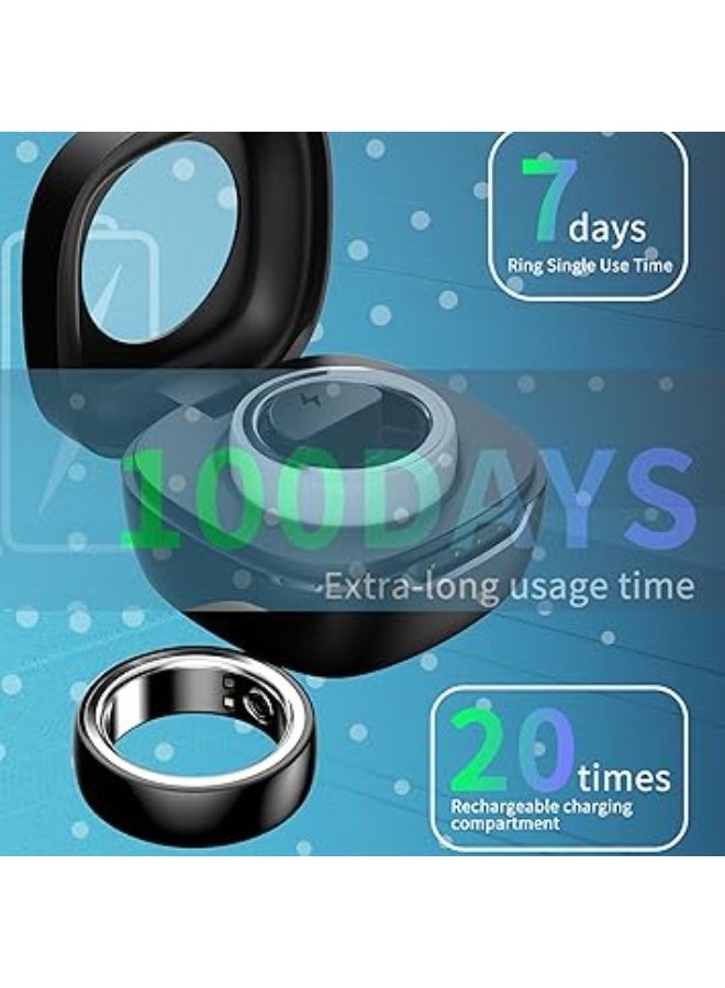 كاست ويف خاتم ذكي للياقة البدنية والصحة 20 ملم، مراقب معدل ضربات القلب، متتبع النوم، قياس ضغط الدم، عداد خطوات، جهاز تتبع اللياقة البدنية مقاوم للماء، بدون اشتراك في التطبيق، عمر بطارية طويل، أبيض - Image 5