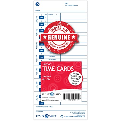 Pyramid Time Systems Pyramid™ 30% Recycled Time Cards For Pyramid Models 3500 & 3700, 4" x 9", Pack Of 100 - Image 2