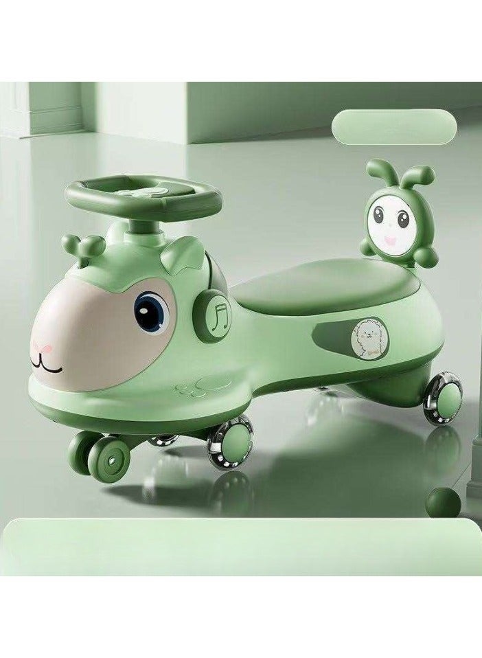 Green Musical Ride-On Animal Car for Kids – Push Toy with Lights, Sound  Backrest (Ages 1-4) - Image 3