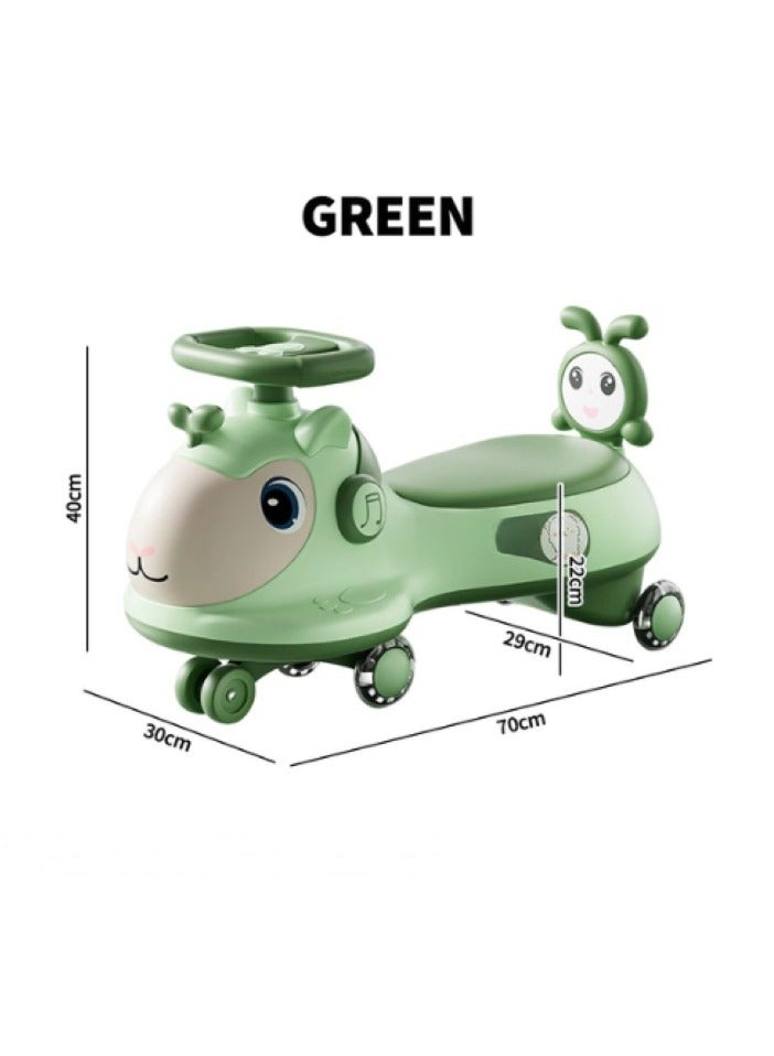 Green Musical Ride-On Animal Car for Kids – Push Toy with Lights, Sound  Backrest (Ages 1-4) - Image 2