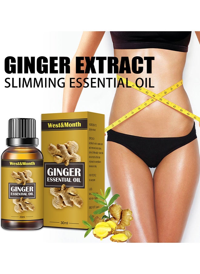 West&Month Ginger Essential Oil, Of Essential Oil For Abdominal Fat Removal, Accelerate Metabolism Burn Calories Beautiful Curve 30ML  - Image 2