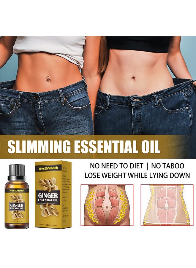 West&Month Ginger Essential Oil, Of Essential Oil For Abdominal Fat Removal, Accelerate Metabolism Burn Calories Beautiful Curve 30ML  - Image 4