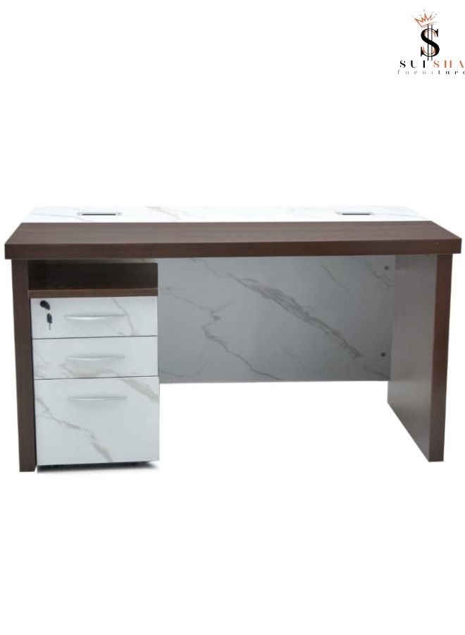 Modern Office Table Computer Table With Lockable 3 Drawer 140 Cm