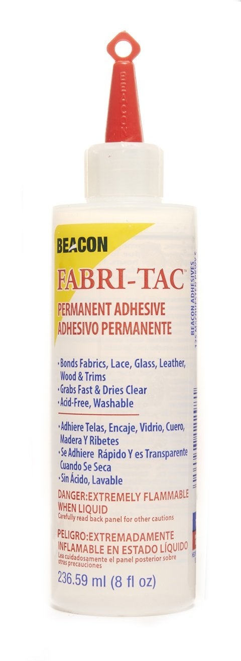 BEACON Fabri-Tac Premium Fabric Glue - Quick Drying, Crystal Clear, Permanent - for Fabrics, Canvas, Lace, Wood and More, 8-Ounce - Image 1