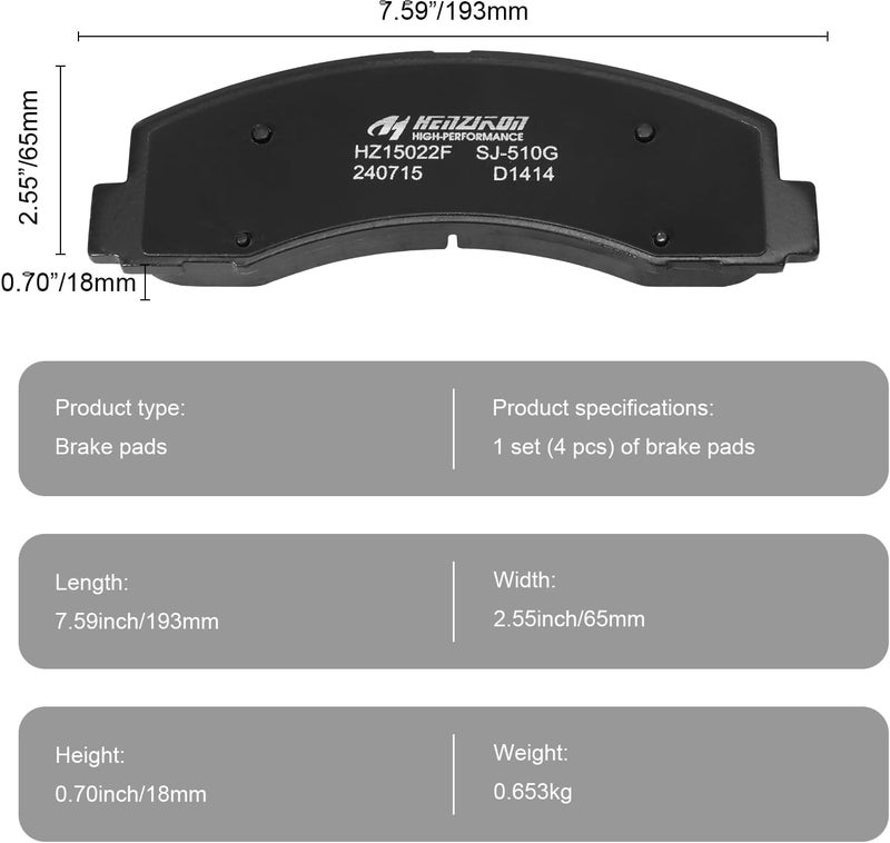 HYFTJYZ HZ1414 QuietCast Premium Ceramic Disc Brake Pad Set - Compatible with Ford Expedition, F-150, Lincoln Navigator - Image 4