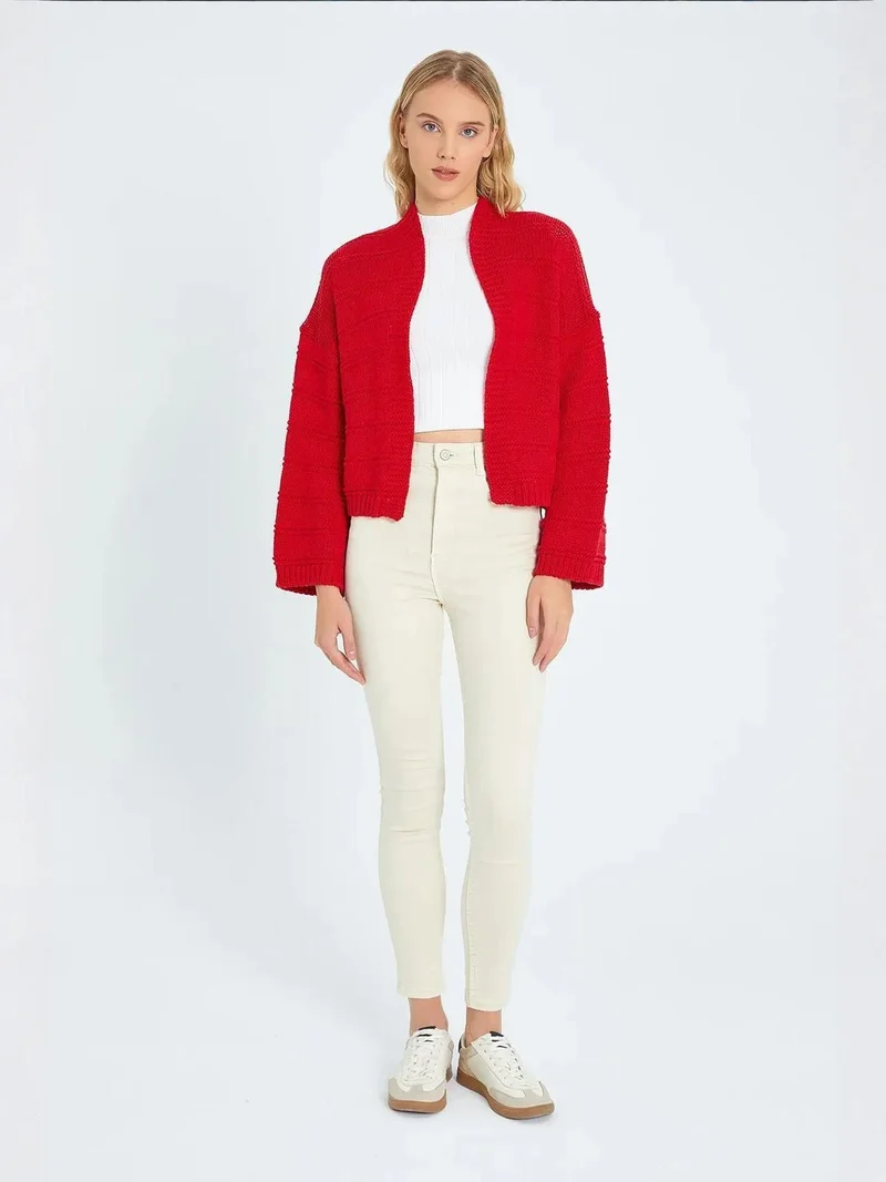 MixRay Mixray V-Neck Ribbed Knit Cardigan